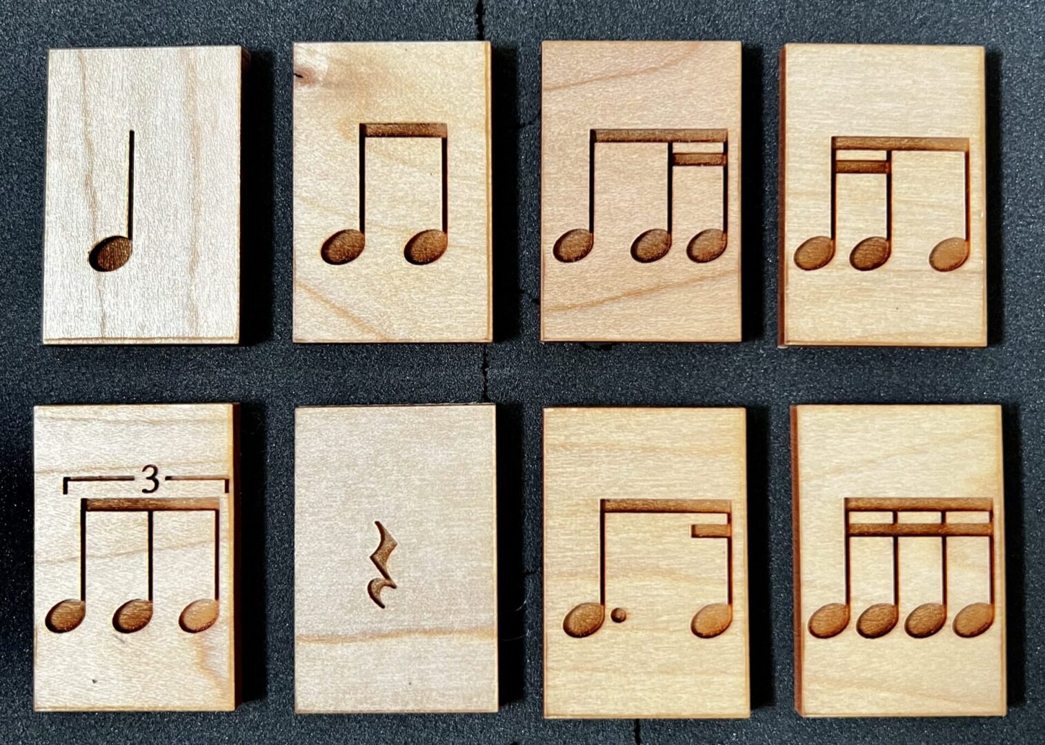 Wooden blocks with musical notes