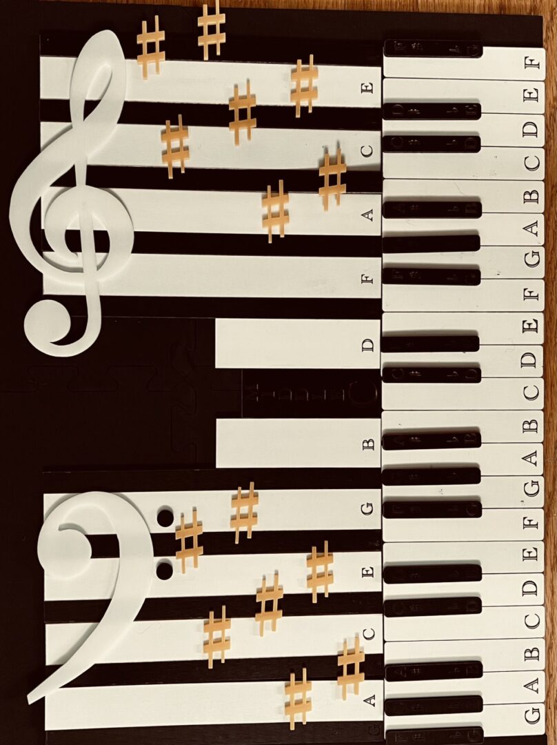 Music sheets and a piano